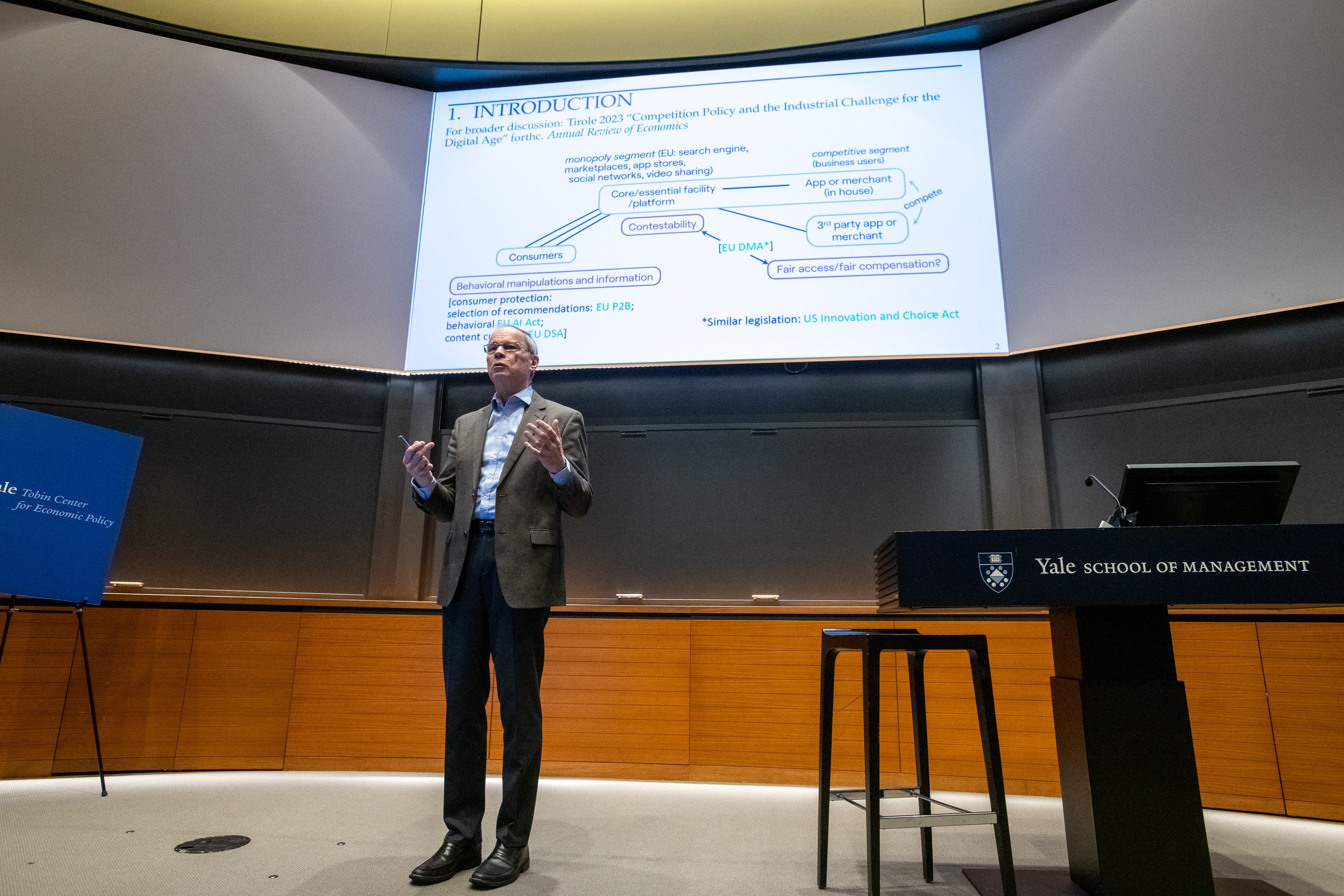 Nobel Laureate Jean Tirole delivers the keynote presentation at the Regulating the Digital Economy conference