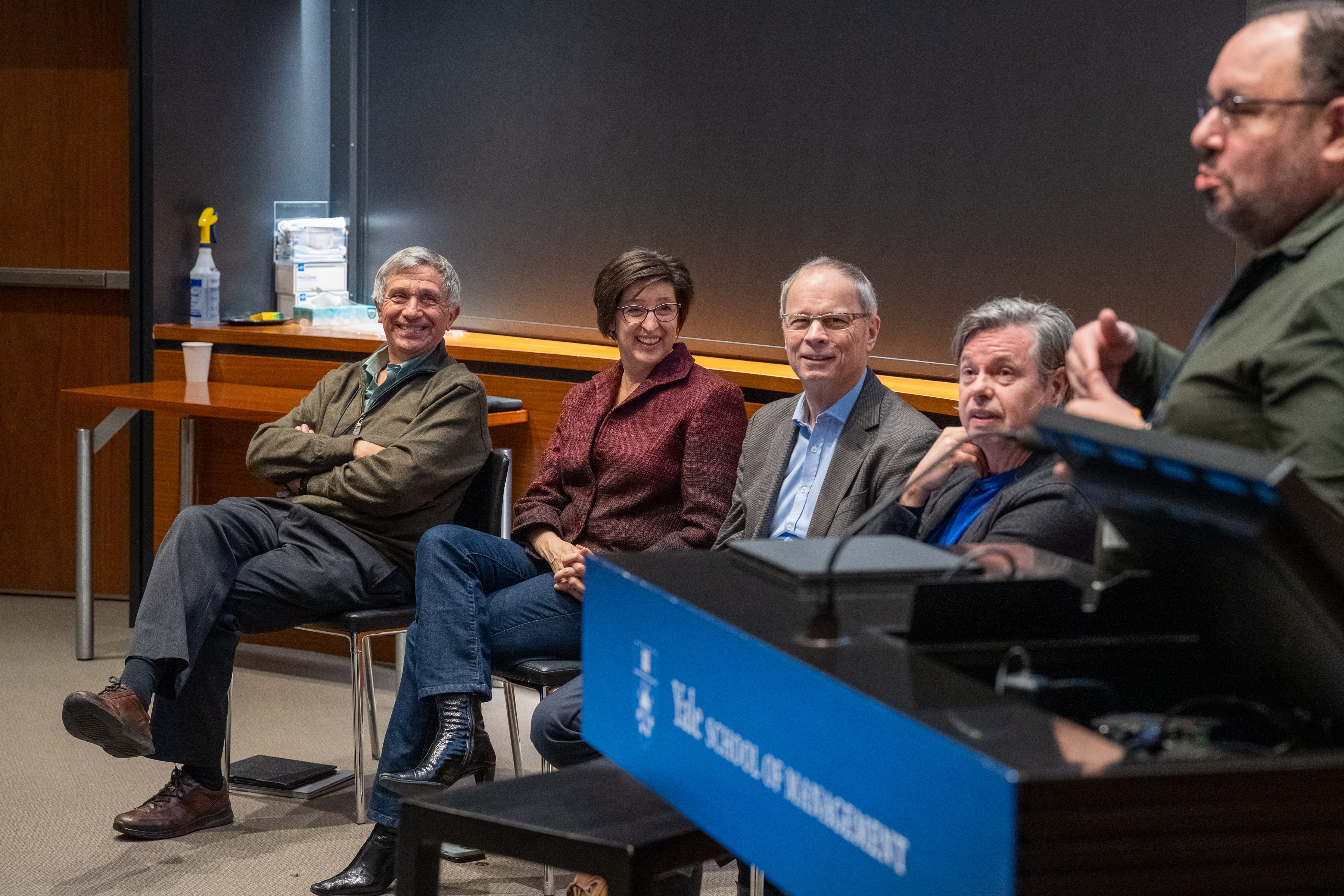 Final panel with Mark Armstrong (UCL), Susan Athey (Stanford and DOJ), Jacques Cremer (TSE), Joshua Gans (University of Toronto), and Jean Tirole (TSE)
