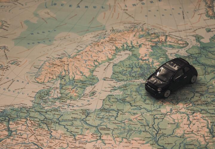 Image of a toy car on a map