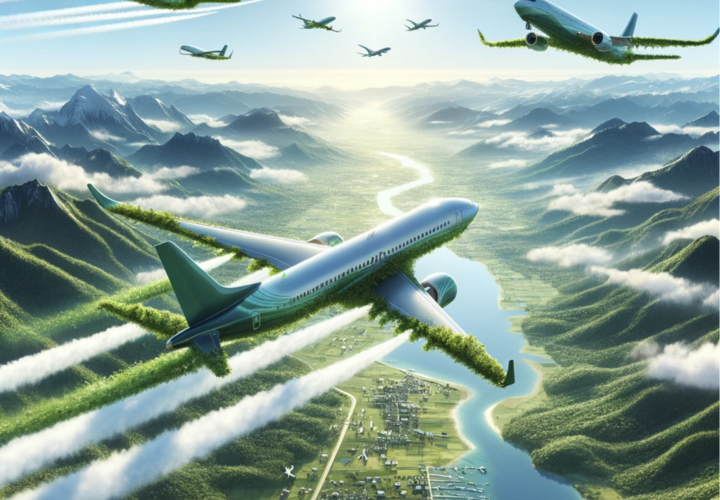 A future with planet-friendly airplanes, where air travel is sustainable and in harmony with the environment.