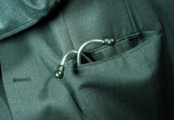 Stethoscope in Dr's pocket